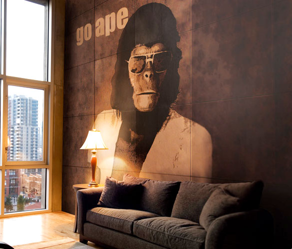 Mural behind Couch